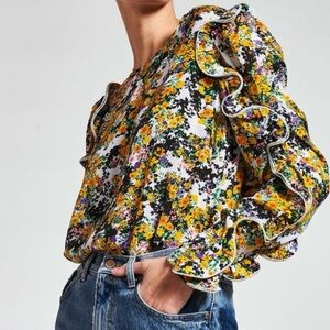 Essentiel Antwerp Zamel Floral Ruffled Blouse Sz 32 EU 0 US